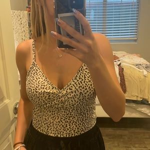leopard cross tank top